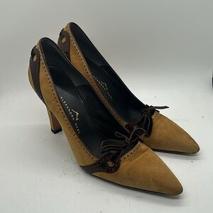 Alexandra Neel D’Orsay Brown/Tan Suede Heels Shoes **Size 36.5/US Size 6**🔥🔥